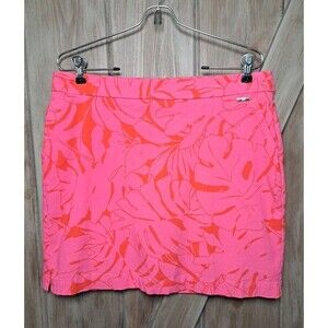Rafaella Skort Skirt Womens Size L Pink Floral Stretch Pockets Tropical Beach